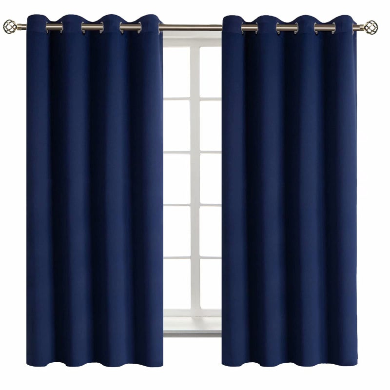 BGment Navy Blackout Curtains for Bedroom - Grommet Thermal Insulated Room Darkening Block Out Curtains for Living Room, Set of 2 Panels (52 x 63 Inch, Dark Blue) - Image 1